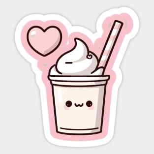 Kawaii Cute Vanilla Ice Cream with a Big Heart | Summer Time Design for Kawaii Lovers Sticker